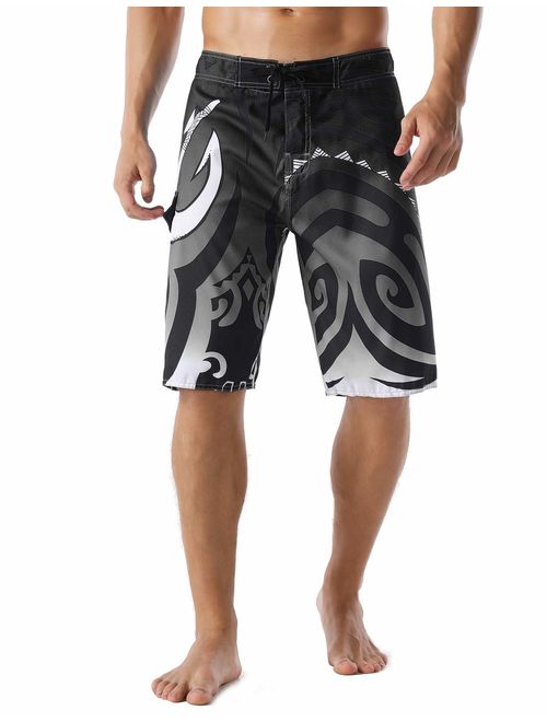 unitop Men's Swim Trunks Beachwear Quick Dry Hawaiian Printed