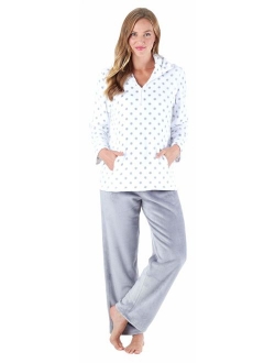 Sleepyheads Women's 1/4 Zip Fleece Pullover with Pocket 2-Piece Loungewear PJs