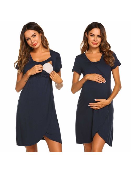 Ekouaer Nursing Dress,Maternity Nightgown Women's Delivery/Labor Breastfeeding Sleep Dress