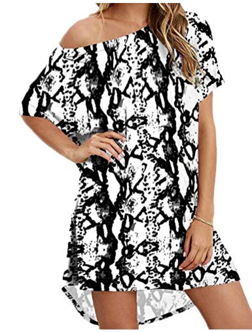 Hioinieiy Women's Tshirt Dress, Plus Size Top, Nightshirt Nightgown, Cover Up, Short Sleeve High Low Loose Soft