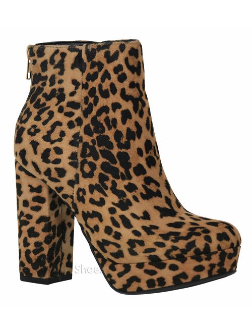 MVE Shoes Women's Ankle Bootie Side Zip Chunky Heel Boots