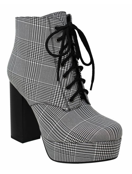 MVE Shoes Women's Ankle Bootie Side Zip Chunky Heel Boots