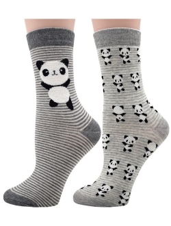 Carahere Women's Cute Animal Pattern Novelty Fun Cotton Crew Socks