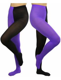 ToBeInStyle Women's Two Toned Jester Tights W/Reinforced Toe