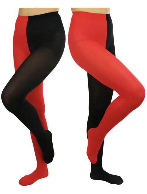 ToBeInStyle Women's Two Toned Jester Tights W/Reinforced Toe