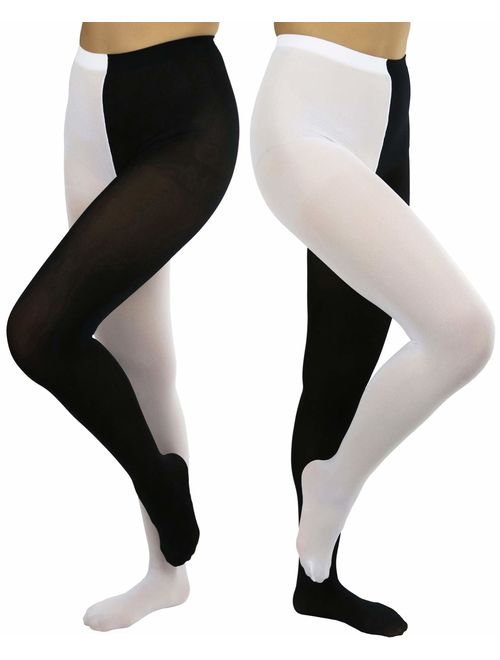 ToBeInStyle Women's Two Toned Jester Tights W/Reinforced Toe