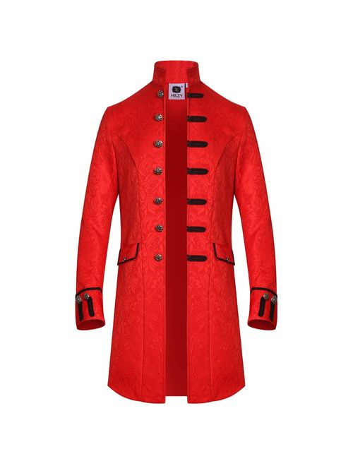 H&ZY Men Steampunk Vintage Jacket Halloween Costume Retro Gothic Victorian Frock Coat Uniform