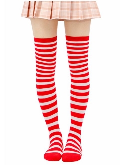 DAZCOS Striped Stockings Over Knee Thigh High Socks Anime Preppy Socks Multi color