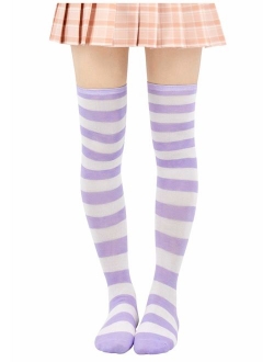 DAZCOS Striped Stockings Over Knee Thigh High Socks Anime Preppy Socks Multi color