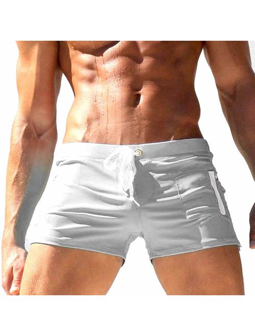 TONLEN Mens Swimwear Short Swim Trunks with Zipper Pocket Swim Shorts