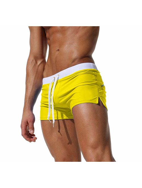 TONLEN Mens Swimwear Short Swim Trunks with Zipper Pocket Swim Shorts