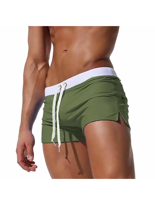 TONLEN Mens Swimwear Short Swim Trunks with Zipper Pocket Swim Shorts