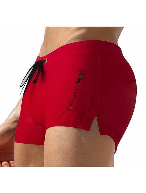 TONLEN Mens Swimwear Short Swim Trunks with Zipper Pocket Swim Shorts