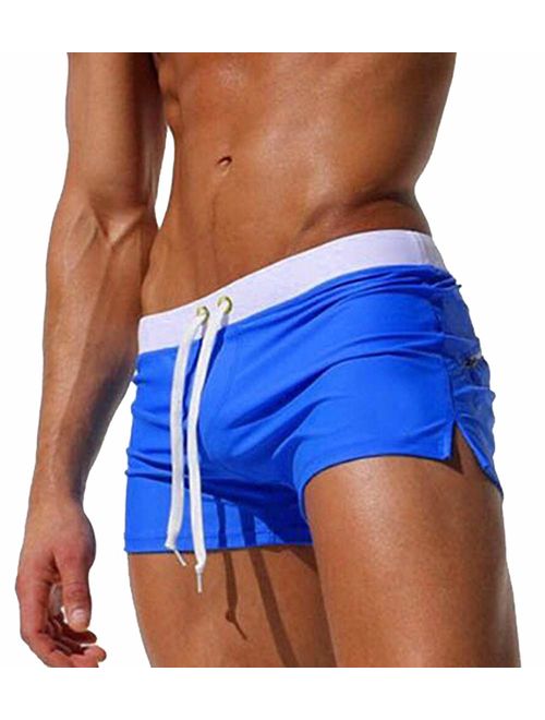 TONLEN Mens Swimwear Short Swim Trunks with Zipper Pocket Swim Shorts