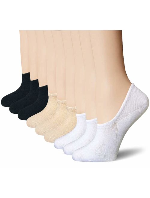 BERING Women's No Show Socks 6-9 Pairs Cotton Non Slip Flats Liner Boat