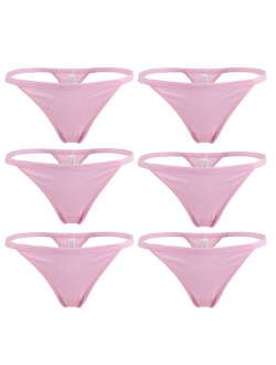 YOYI FASHION Women Cotton Low Rise Soft Breathable T-Back G-String Thong Panties Multi Packs