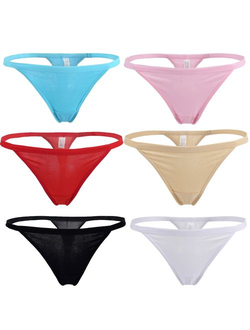 YOYI FASHION Women Cotton Low Rise Soft Breathable T-Back G-String Thong Panties Multi Packs