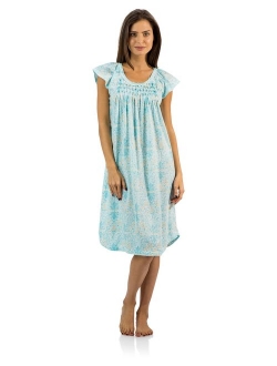 Casual Nights Women's Smocked Lace Short Sleeve Nightgown