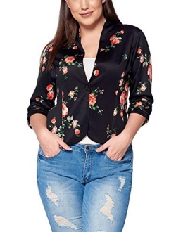 Bubble B Women's Floral Print Blazer 3/4 Sleeve Jackets S to 3X