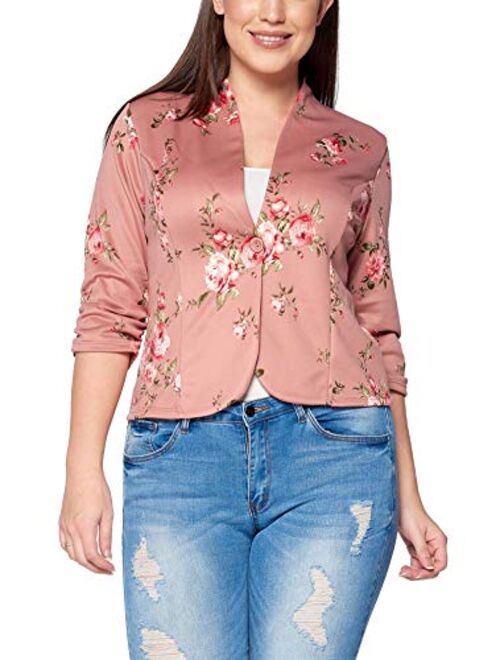 Bubble B Women's Floral Print Blazer 3/4 Sleeve Jackets S to 3X