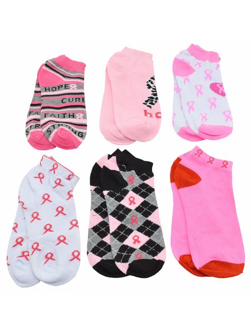 12 Pairs of Womens Breast Cancer Awareness Socks, Pink Ribbon Soft Sport Sock Bulk Pack Gift