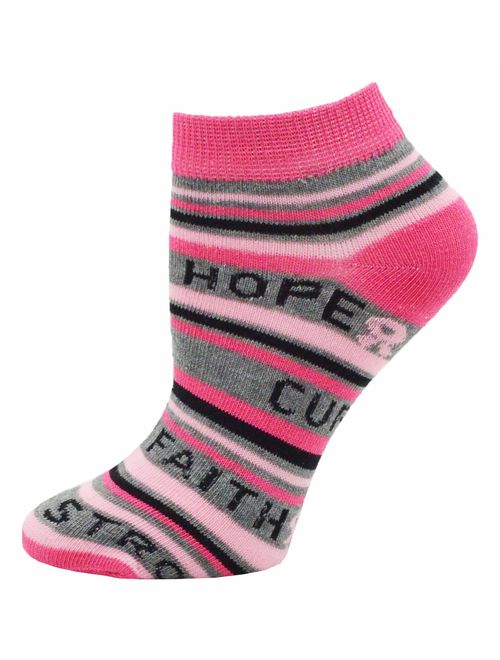 12 Pairs of Womens Breast Cancer Awareness Socks, Pink Ribbon Soft Sport Sock Bulk Pack Gift