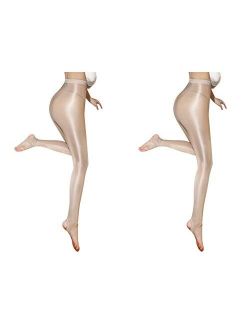 Kffyeye Women's Control Top Thickness Stockings Pantyhose, Ultra Shimmery Stretch Plus Footed Tights