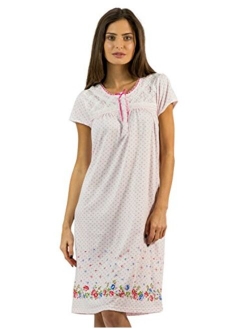 Casual Nights Women's Fancy Lace Flower Short Sleeve Nightgown