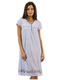 Casual Nights Women's Fancy Lace Flower Short Sleeve Nightgown