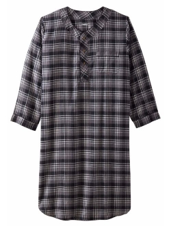 KingSize Men's Big and Tall Plaid Flannel Nightshirt