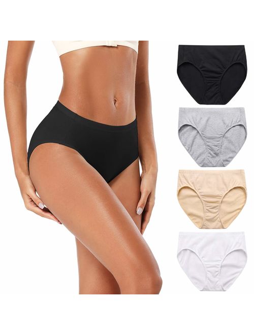 Buy Molasus Women's 100% Cotton Underwear Soft Breathable Full Coverage Briefs  Panties Ladies Underpants 4 Pack online