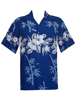 Hawaiian Shirt 35 Mens Bamboo Tree Print Beach Aloha Party Holiday Red XL