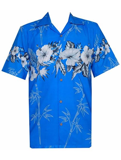 Hawaiian Shirt 35 Mens Bamboo Tree Print Beach Aloha Party Holiday Red XL