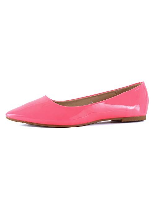 Guilty Shoes Womens Pointy Toe Ballet Slip On Flats - Classic Casual Comfortable Flats - Many Colors to Choose