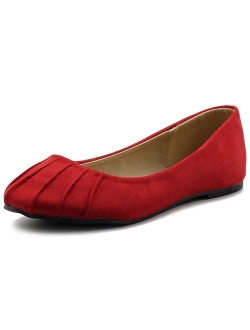 Ollio Women's Ballet Shoe Comfort Faux Suede Flat