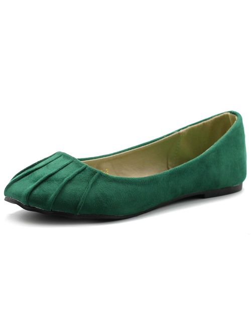 Ollio Women's Ballet Shoe Comfort Faux Suede Flat