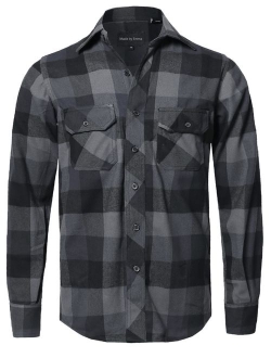 FashionOutfit Men's Casual Plaid Flannel Woven Long Sleeve Button Down Shirt