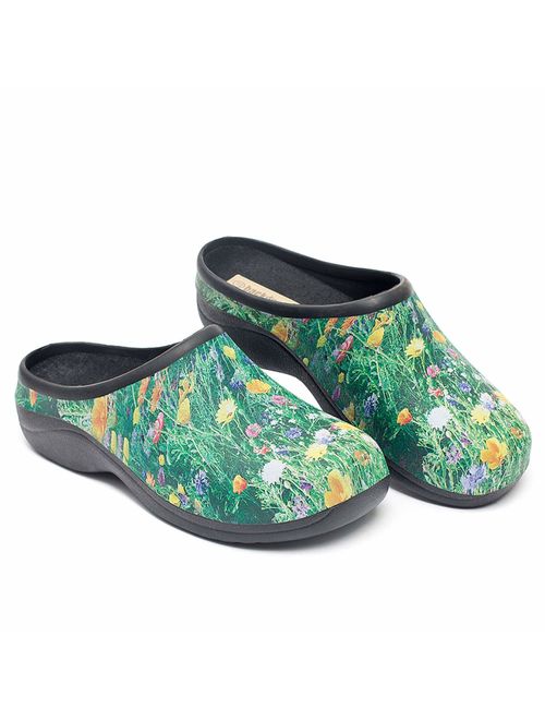 Backdoorshoes Waterproof Premium Garden Clogs with Arch Support-Meadow Design