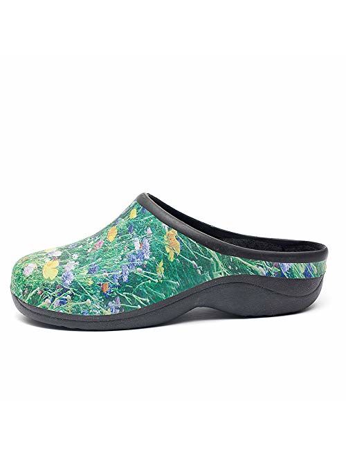 Backdoorshoes Waterproof Premium Garden Clogs with Arch Support-Meadow Design