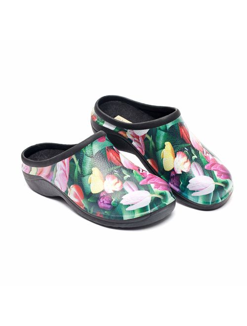 Backdoorshoes Waterproof Premium Garden Clogs with Arch Support-Tulip Design