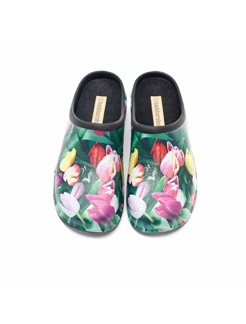 Backdoorshoes Waterproof Premium Garden Clogs with Arch Support-Tulip Design