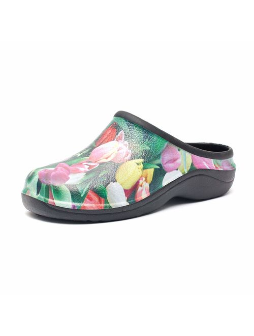 Backdoorshoes Waterproof Premium Garden Clogs with Arch Support-Tulip Design