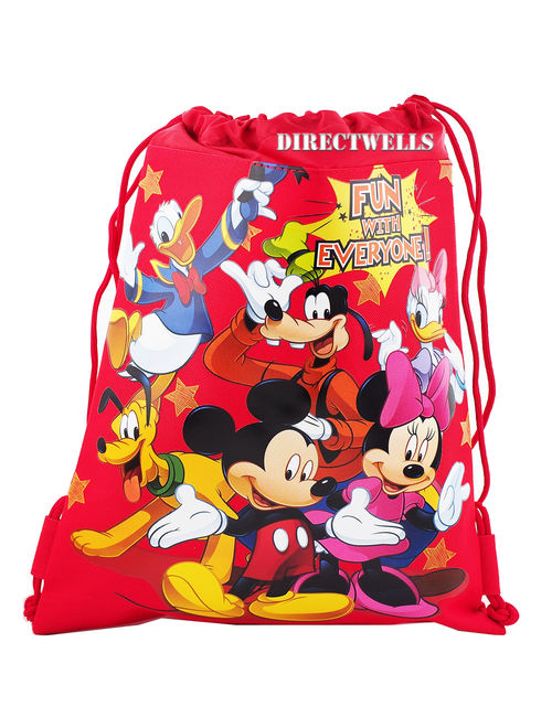 Mickey Mouse and Friends Character Licensed Red Drawstring Bag