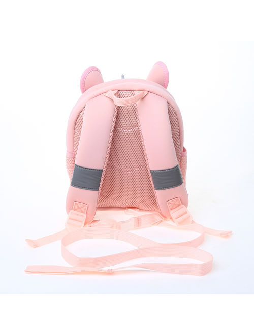 Small Cute Unicorn Backpack with Detachable Leash and Side Pockets for Toddler Girls and Kindergarten Kids, BPA Free, Pink