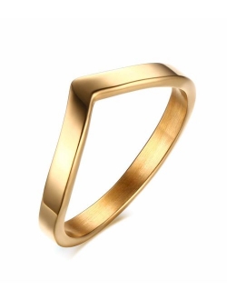 VNOX Fashion 18K Gold Plated Stainless Steel Double Chevron Ring for Women,