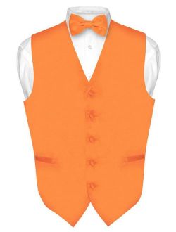 Men's Dress Vest & BowTie Solid ORANGE Color Bow Tie Set for Suit or Tuxedo