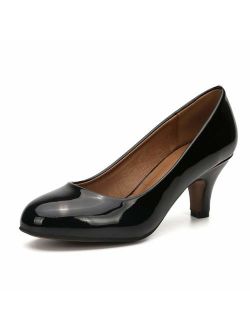 Women's Classic Round Toe Pump Kitten Low Heel Shoes