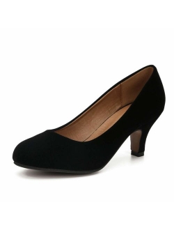 Women's Classic Round Toe Pump Kitten Low Heel Shoes