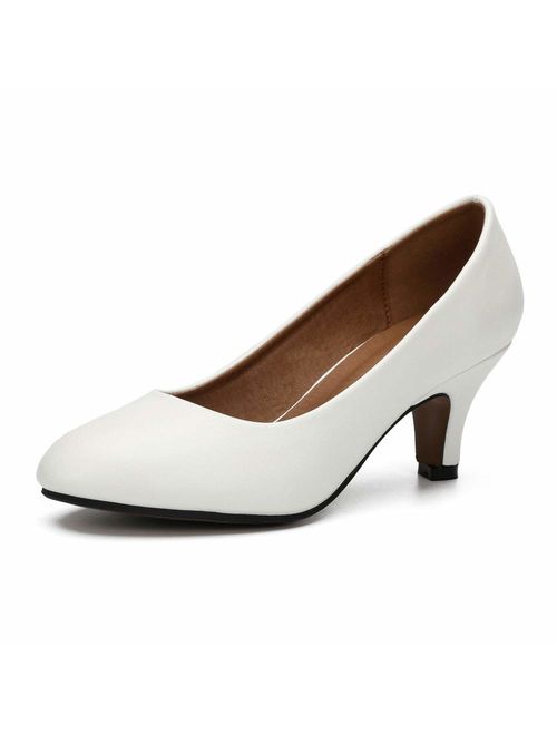 Women's Classic Round Toe Pump Kitten Low Heel Shoes