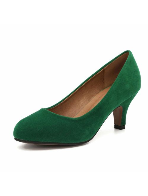 Women's Classic Round Toe Pump Kitten Low Heel Shoes